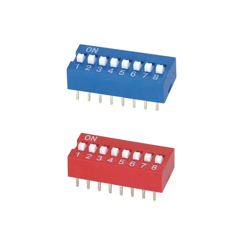 DIP Slide Type Push Button Switch Through Hole Pitch 2.54mm Red/Bule Micro Switch DIP Switch