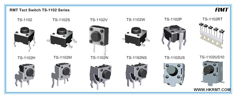 Push Button Switch Tht Tact Switch for PCB (TS-1102)